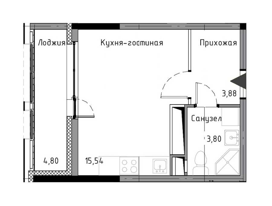 Студия в : площадь 25.62 м2 , этаж: 5 – купить в Санкт-Петербурге